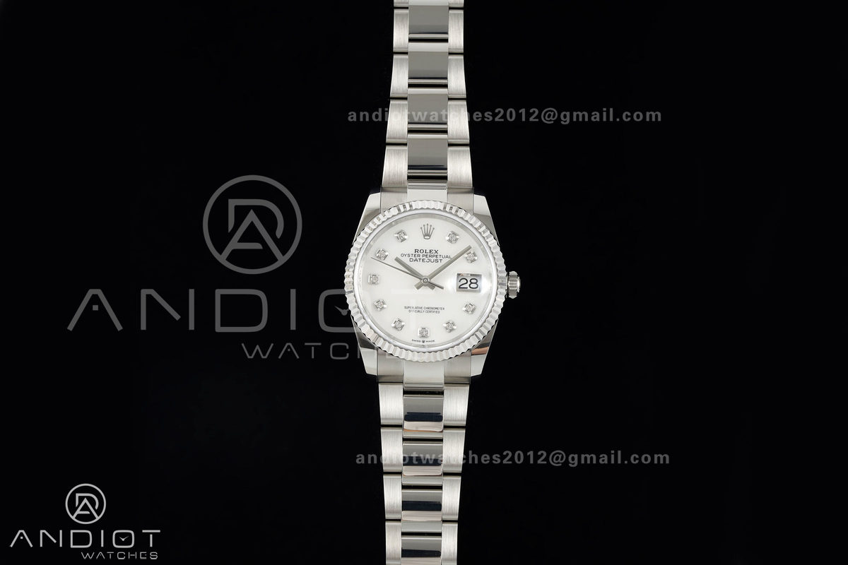 DateJust 36 SS 126234 ARF 1:1 Best Edition White MOP Diamonds Dial on Oyster Bracelet DD3235